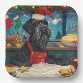 Giant Schnauzer Holiday Baking: Feestelijke Kerst Papieren Bordje (Voorkant)