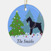 Giant Schnauzer Kerstbos Keramisch Ornament (Links)