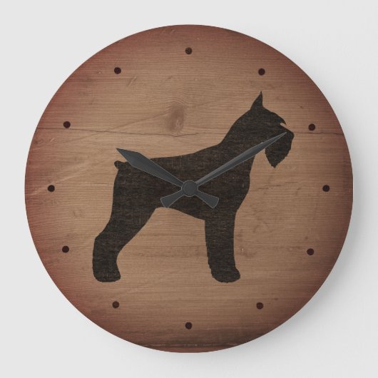 Giant Schnauzer Silhouette Rustic Style Grote Klok (Voorkant)