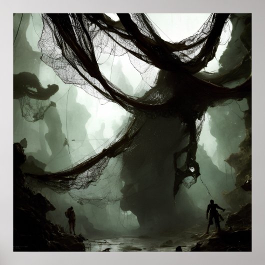 Giant Spider Entanglement Fantasy Art Poster (Voorkant)