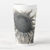 Giant Sunflower Antiek Sepia Art Latte Mok (Voorkant)
