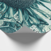 Giant Sunflower  Blauwgroen Green Script Cadeaupapier (Hoek)