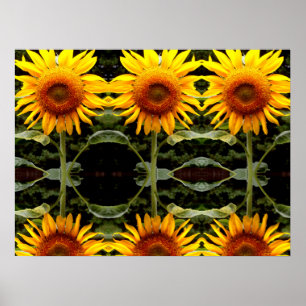 Giant Sunflower, geel bloespatroon Poster