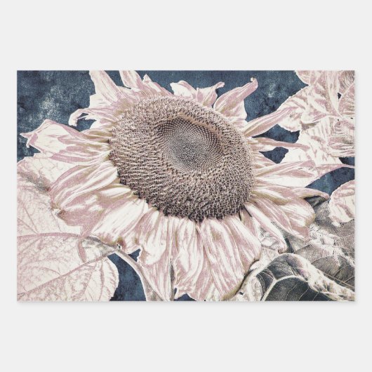 Giant Sunflower Grey Sepia Decoupage Inpakpapier Vel (Voorkant)