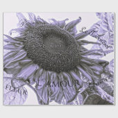 Giant Sunflower Paars Decoupage Script Cadeaupapier (Vlak)