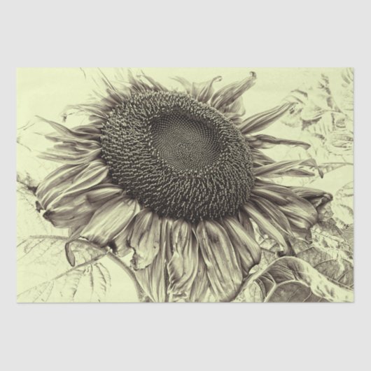 Giant Sunflower  Retro Yellow Decoupage Tissuepapier (Voorkant)