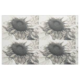 Giant Sunflower Sepia Decoupage Art Quilt Stof