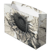 Giant Sunflower  Sepia Design Art Groot Cadeauzakje (Achterkant Gekanteld)