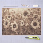 Giant Sunflower Sepia Floral Texture Decoupage Tissuepapier (Craft)