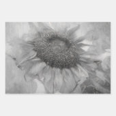 Giant Sunflower Style Black en White Art Inpakpapier Vel (Voorkant 2)