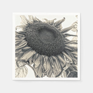 Giant Sunflower Vintage Sepia Art ontkoppeling Servet