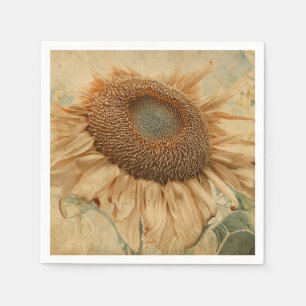 Giant Sunflower Yellow Old Art Servet
