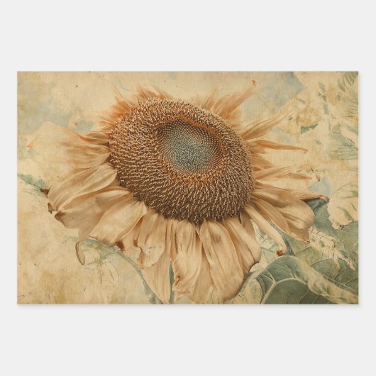Giant Sunflower Yellow Old  Decoupage Art Inpakpapier Vel (Voorkant)