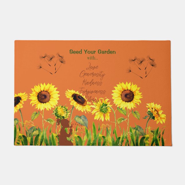 Giant Sunflowers Script Words Deurmat (Voorkant)