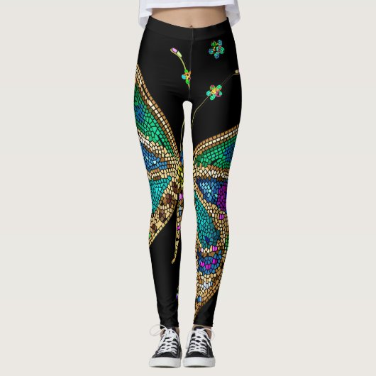 Giant vlinder juweel gekleurd mozaïek leggings (Voorkant)