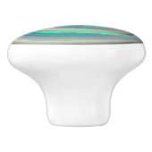 Giant zilver en aquamarine spiraal boven zwart keramische knop (Zijkant)