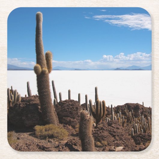 Giante cactus op het onderzetter Salar de Uyuni (Voorkant)