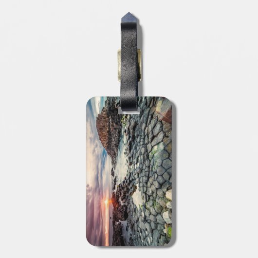 Giant's Causeway Ierland gestileerd Bagagelabel (Achterkant verticaal)