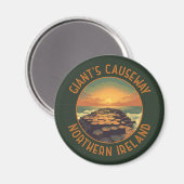 Giant's Causeway Ierland Retro Distressed Circle Magneet (Voorkant / Achterkant)