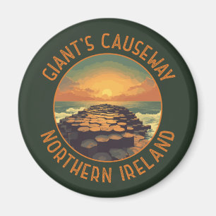 Giant's Causeway Ierland Retro Distressed Circle Magneet
