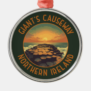 Giant's Causeway Ierland Retro Distressed Circle Metalen Ornament