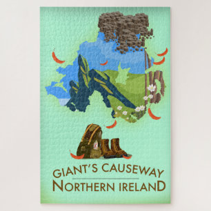 Giants Causeway Noord-Ierland Kaart Reisposter Legpuzzel