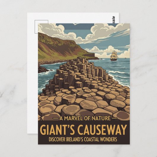 Giants Causeway Noord-Ierland Reizen Briefkaart (Voorkant / Achterkant)