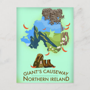 Giants Causeway Northern Ireland Map Travel poster Briefkaart