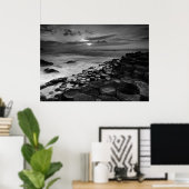 Giants Causeway Sunset Black en White Poster (Thuiskantoor)