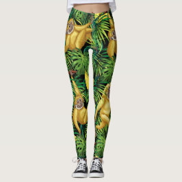 Gibbon apes in tropisch regenwoud Oerwoud bananen Leggings