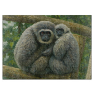 Gibbon Companions - Emotioneel wildlifeportret Snijplank
