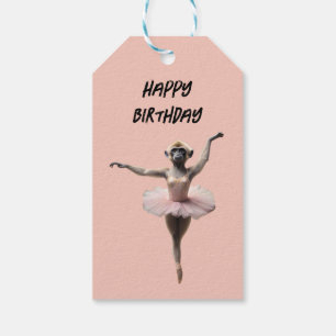 Gibbon Monkey Ballet danser in een tutu, Cadeaulabel