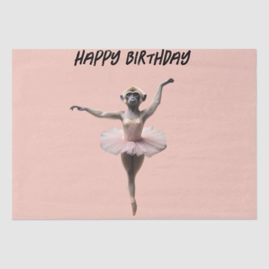 Gibbon Monkey Ballet danser in een tutu, Tissuepapier (Voorkant)