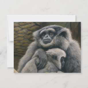 Gibbon Shelter - Emotioneel wildlife portret Briefkaart