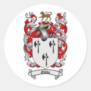 GIBBS FAMILY CREST - GIBBS COAT OF ARMS RONDE STICKER