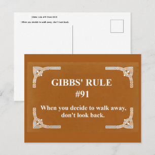 Gibbs' regel 91 briefkaart