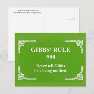 Gibbs' regel 99 briefkaart