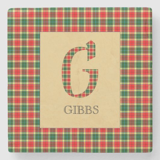 Gibbs Tartan Monogram G Stenen Onderzetter (Voorkant)