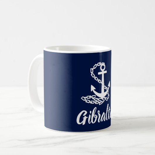 Gibraltar - Style Maritime Mug Bleu Et Blanc (Devant gauche)