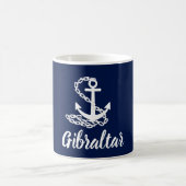 Gibraltar - Style Maritime Mug Bleu Et Blanc (Centre)
