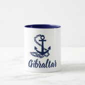 Gibraltar - Style Maritime Mug Bleu Et Blanc (Centre)