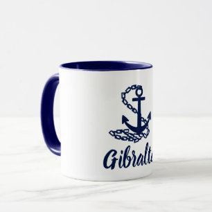 Gibraltar - Style Maritime Mug Bleu Et Blanc