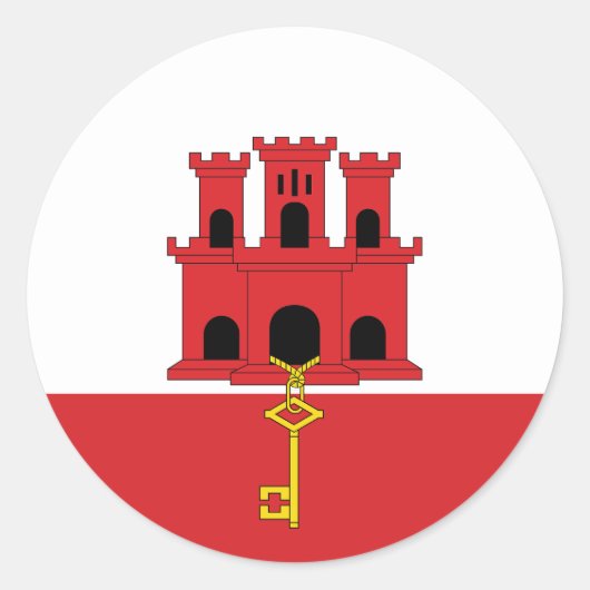 Gibraltar-vlag Ronde Sticker (Voorkant)