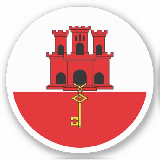Gibraltar Vlaggen Ronde Sticker (Voorkant)