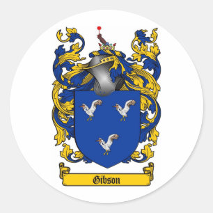 GIBSON FAMILY CREST - GIBSON COAT OF ARMS RONDE STICKER
