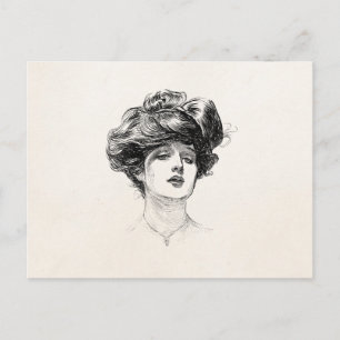 Gibson Girl Edwardian Retro Woman Portret Briefkaart