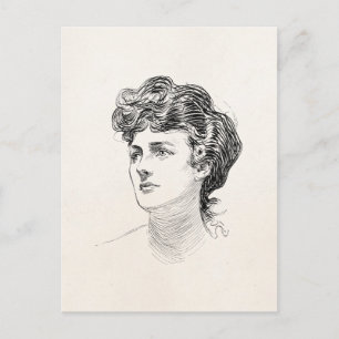  Gibson Girl Edwardian Retro Woman Portret Briefkaart