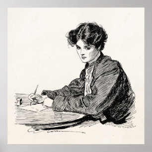 Gibson Girl Edwardian Woman Schrijfbrief Poster