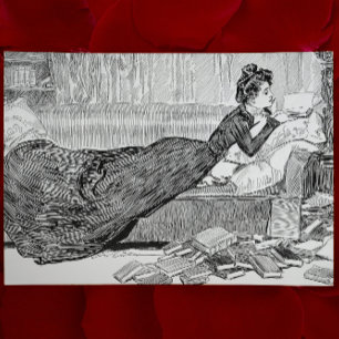Gibson Girl leest een boek Briefkaart