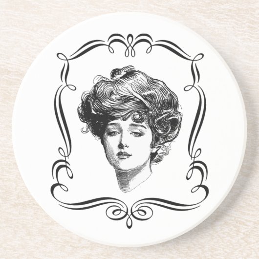 Gibson Girl Vintage Art Dessous de verre (Devant)